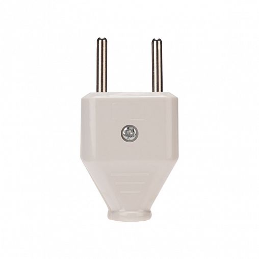 Вилка прямая Rexant Евро, плоская, без заземления, 6 A, белая фото