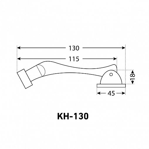 Фиксатор дверной Аллюр КН-130 BLACK, «козья ножка», черный фото