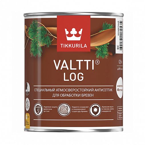 Декоративный антисептик для дерева Tikkurila Valtti Log EC (Валтти Лог), 0,9 л, бесцветный фото
