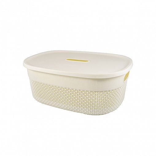 Корзина универсальная Plast Team Oslo, 388 x 292 x 155 мм, с крышкой, молочный туман фото