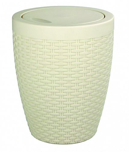 Контейнер для мусора Альтернатива Плетенка, с крышкой, 8 л, слоновая кость фото