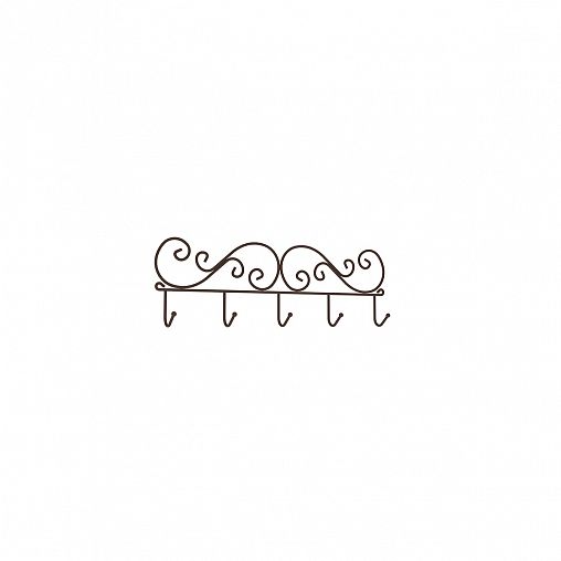 Вешалка настенная ЗМИ Кружева 5, 5 крючков, 40 x 4 x 13 см, коричневая фото