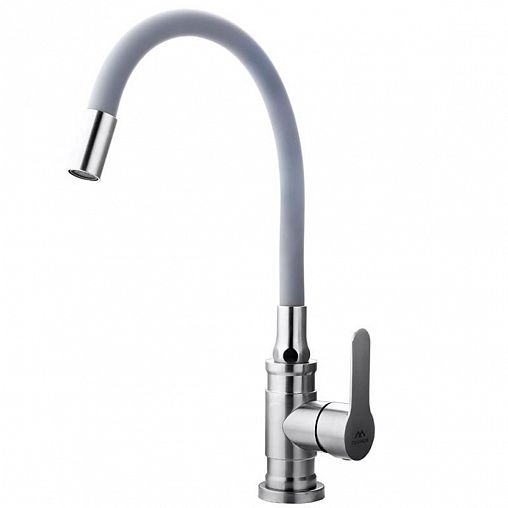 Смеситель для кухни Fashun A54401-12, с гибким изливом, сатин/серый фото