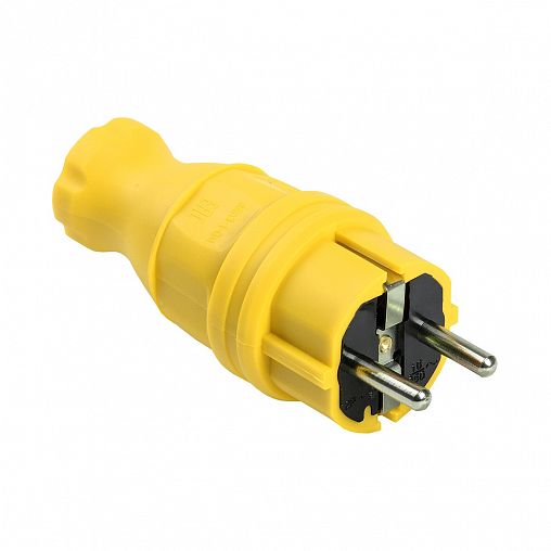 Вилка прямая IEK Омега ВБп3-1-0м, с заземлением, 16 А, желтая фото