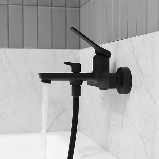 Смеситель для ванны IDDIS Parker, черный матовый фото
