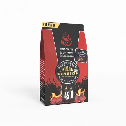 Уголь древесный Красный дракон, мешок, 45 л фото