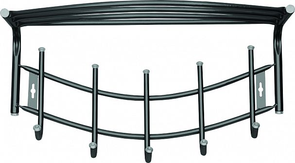 Вешалка настенная с полкой Nika, 5 крючков, 52,5 x 30 x 23,5 см, черная фото