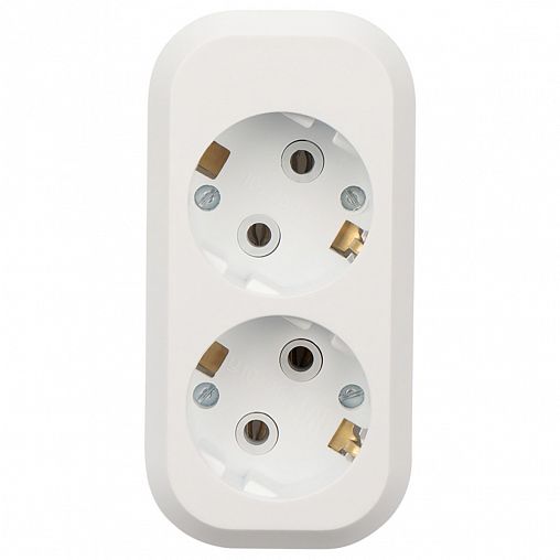 Колодка розеточная Rexant, 2 гнезда, с заземления, 16 А, белая фото