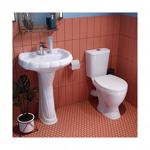 Унитаз напольный ободковый Sanita Формат Комфорт, 61,5 x 36 x 75,8 см, белый фото