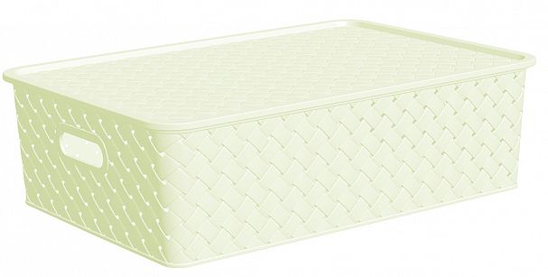 Корзинка для хранения с крышкой Violet Береста 3 л, 23,5 x 17,3 x 10,5 см, слоновая кость фото