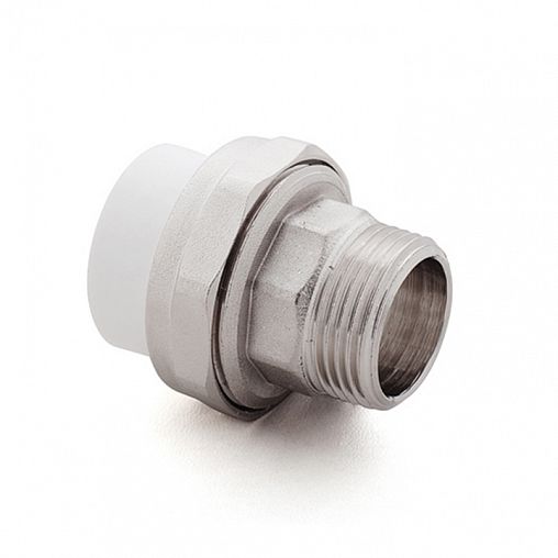 Муфта комбинированная (американка) полипропиленовая РТП, с наружной резьбой, 20 x 1/2" фото