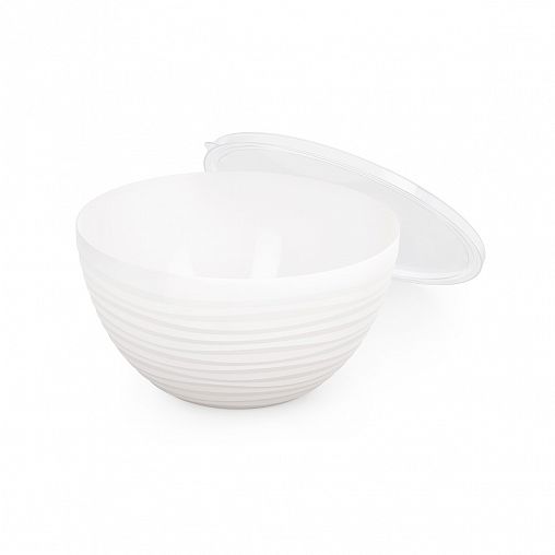 Салатник пластиковый Альтернатива Оазис, с крышкой, 2,5 л, белый фото