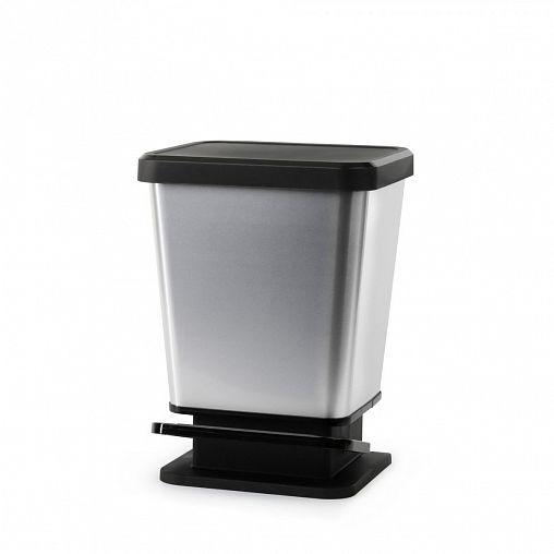 Контейнер для мусора с педалью Альтернатива Металл, 20 л, серебристый металлик фото