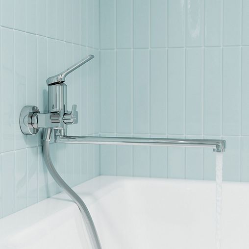 Смеситель для ванны IDDIS Parker, с длинным изливом, хром фото