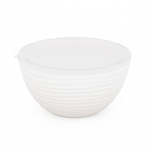 Салатник пластиковый Альтернатива Оазис, с крышкой, 4 л, белый фото