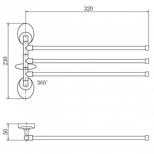 Полотенцедержатель поворотный Fashun A1613, тройной, хром фото