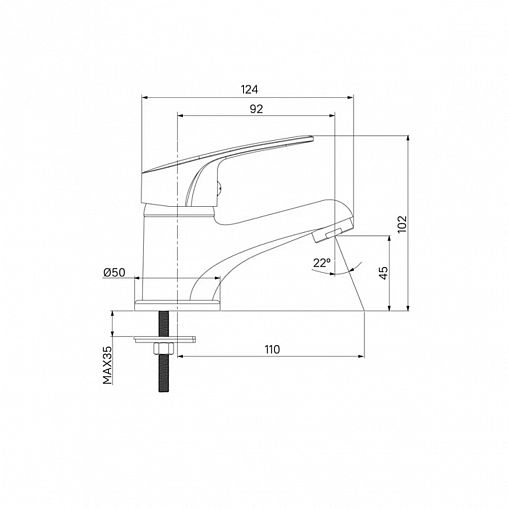 Смеситель для раковины с коротким изливом Milardo Simp SIMSB00M01, однорычажный, хром фото