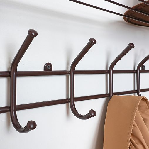 Вешалка настенная с полкой ЗМИ 80, 6 крючков, 72,5 x 22 x 26,5 см, коричневая фото