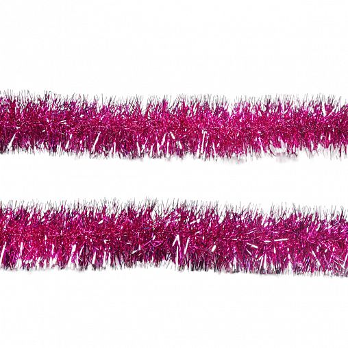 Мишура, с серебристой кромкой, 8 x 200 см, фуксия фото
