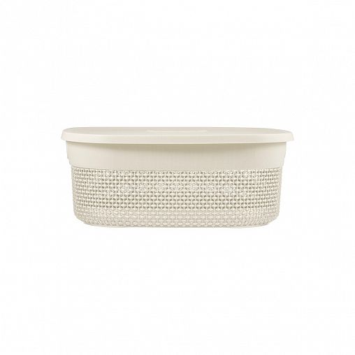 Корзина универсальная Plast Team Oslo, 388 x 292 x 155 мм, с крышкой, молочный туман фото