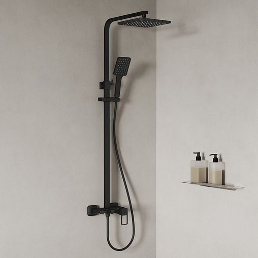 Душевая система с тропическим душем IDDIS Bild, черная матовая фото