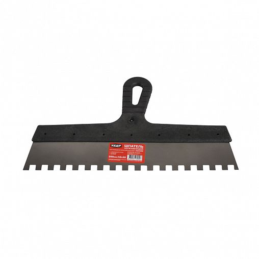 Шпатель фасадный зубчатый Кедр, нержавеющая сталь, пластиковая ручка, 350 мм, зуб 10 x 10 мм фото