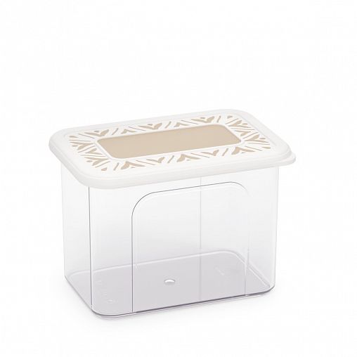 Емкость для сыпучих продуктов Альтернатива Эстетика, прямоугольная, 1,4 л, бело-бежевая фото