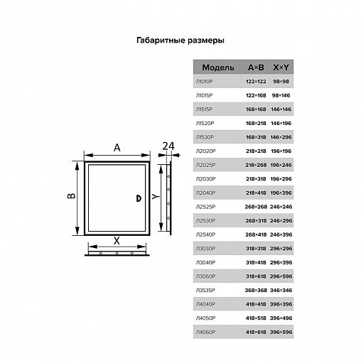 Люк-дверца ревизионная Evecs Л4040Р, ABS-пластик, с ручкой, с фланцем 396 x 396 мм, 418 x 418 мм фото