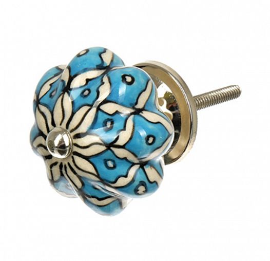 Ручка для мебели Blumen Haus Незабудка, керамическая, ручная роспись фото