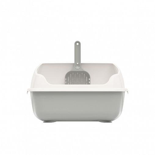 Набор для кошек Альтернатива, лоток с высоким бортом, сеткой и совком, серый фото