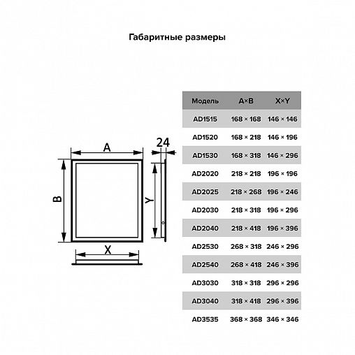 Люк-дверца ревизионная Auramax AD2530, пластик, нажимная, с фланцем 246 x 296 мм, 268 x 318 мм фото