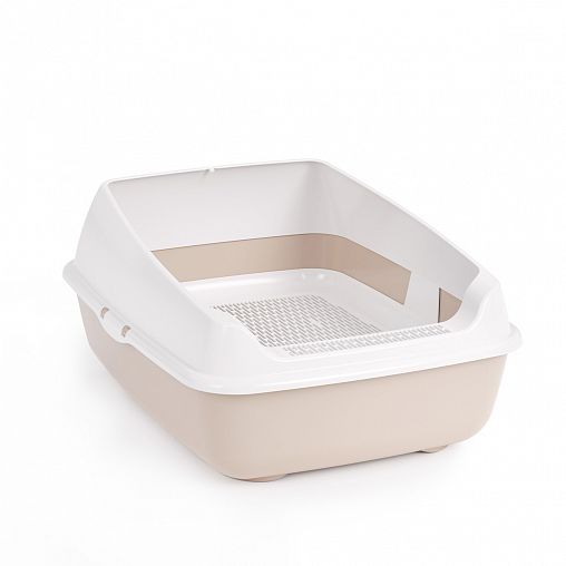 Лоток для животных Альтернатива, с высоким бортом и сеткой, бежевый фото