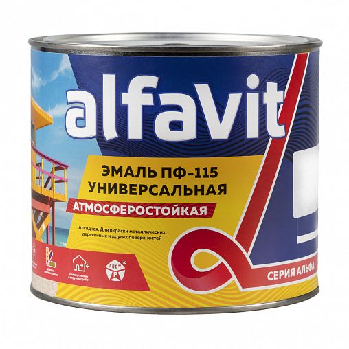 Эмаль ПФ-115 универсальная Alfavit серия Альфа, алкидная, глянцевая, 1,9 кг, голубая фото
