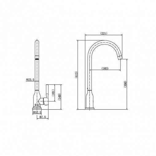 Смеситель для кухни Fashun A54022, хром фото
