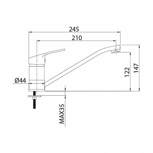 Смеситель для кухни Milardo Meal M06SB00M05, однорычажный, хром фото