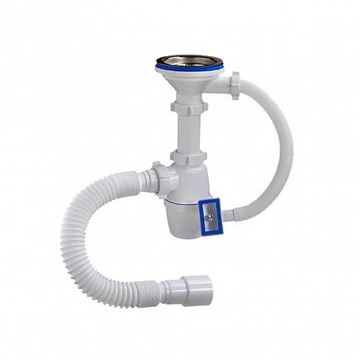 Сифон бутылочный Orio, 3 1/2" x 40 мм, с переливом и гофротрубой фото