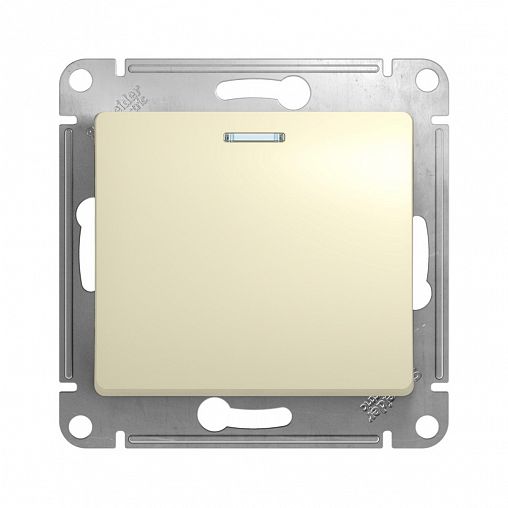 Выключатель 1-клавишный Systeme (Schneider) Electric Glossa, встраиваемый, с подсв., бежевый фото