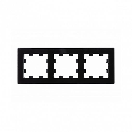 Рамка Systeme (Schneider) Electric Atlasdesign Nature, 3-поста, стекло, черный фото