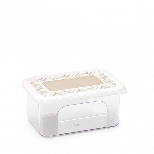 Емкость для сыпучих продуктов Альтернатива Эстетика, прямоугольная, 0,8 л, бело-бежевая фото