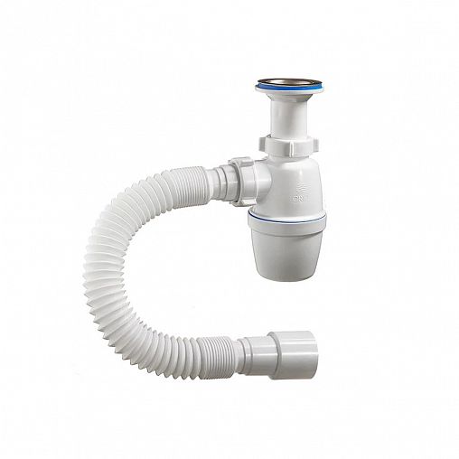 Сифон бутылочный Orio, 1 1/2" x 40 мм, с литым выпуском и гофротрубой фото