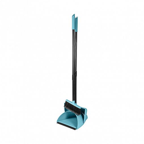 Набор для уборки Spin&Clean Voque с длинными ручками, щетка и совок, 13,5 x 27,5 x 126 см, небесный фото