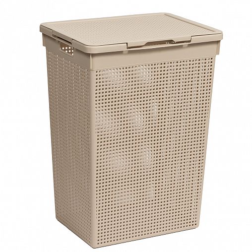 Корзина для белья Violet Лофт, с крышкой, 60 л, латте фото