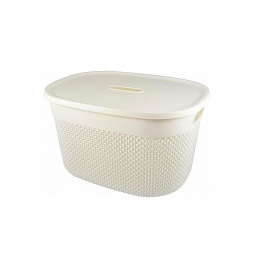 Корзина универсальная Plast Team Oslo, 388 x 292 x 223 мм, с крышкой, молочный туман фото