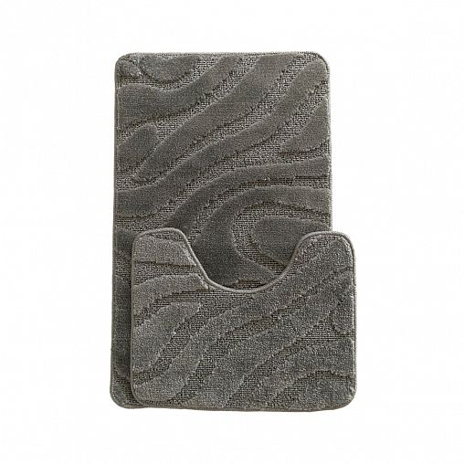 Набор ковриков для ванной и туалета L Cadesi Lemis 3014, полиэстер, 50 x 40 + 50 x 80 см, 2 шт, серый фото