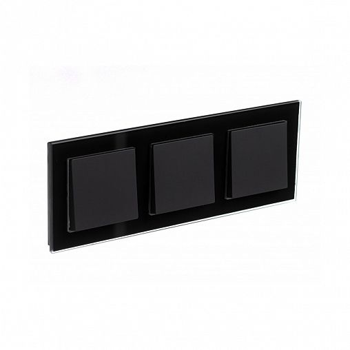 Рамка Systeme (Schneider) Electric Atlasdesign Nature, 3-поста, стекло, черный фото