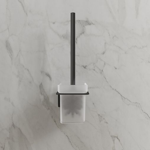 Ершик для унитаза настенный IDDIS Slide, с подставкой, черный матовый фото