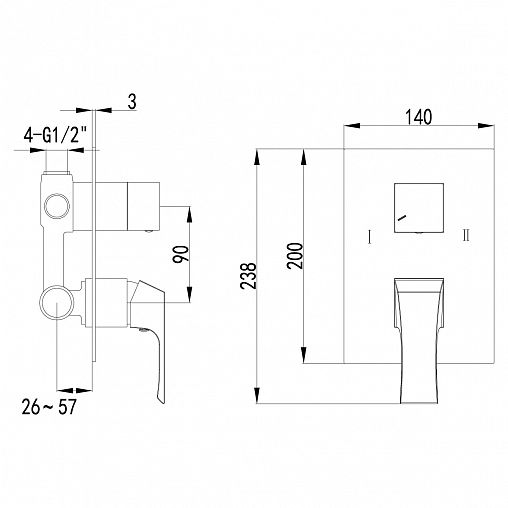 Смеситель для душа Lemark Unit LM4527C, встраиваемый, однорычажный, хром фото