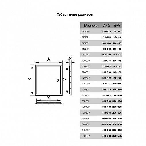 Люк-дверца ревизионная Evecs Л1010Р, ABS-пластик, с ручкой, с фланцем 98 x 98 мм, 122 x 122 мм фото