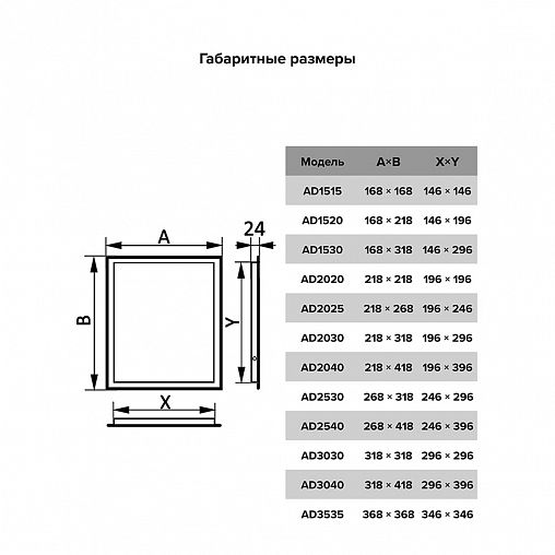 Люк-дверца ревизионная Auramax AD3535, пластик, нажимная, с фланцем 346 x 346 мм, 368 x 368 мм фото