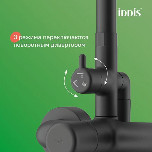 Душевая система с тропическим душем IDDIS Aiger, черная матовая фото